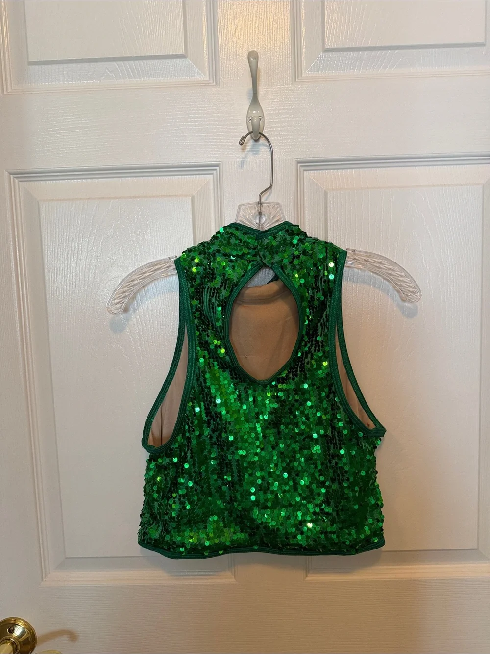 balera Shiny Green Sequin Dance Top with Matching Bow